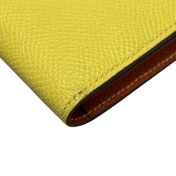 Auth HERMES Bearn Souffle Verso - Lime Terre Battue Veau Epsom Z Long Wallet - Picture 7 of 11